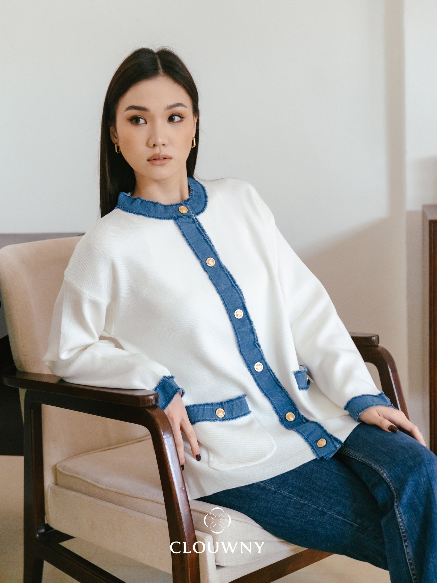 Bira Button Cardigan - White